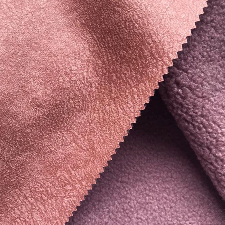 Pink Suede With Fur Fabric